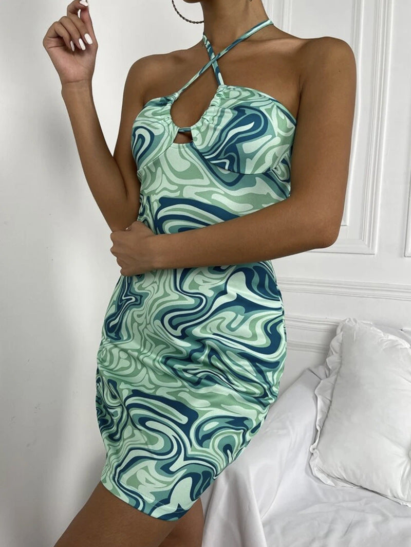 Autumn Winter Women's Necktie Printing Dress